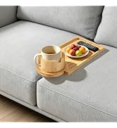 comfoyar Couch Tray Insert for Middle Seat, Bamboo Couch Gap Cup Holder Tray with 360° Rotating C...
