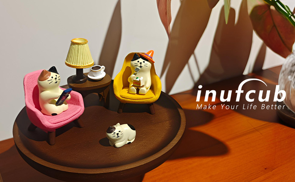 miniature cat figurines, resin cat set,desk decor, shelf decor, home decor,whimsical scenes