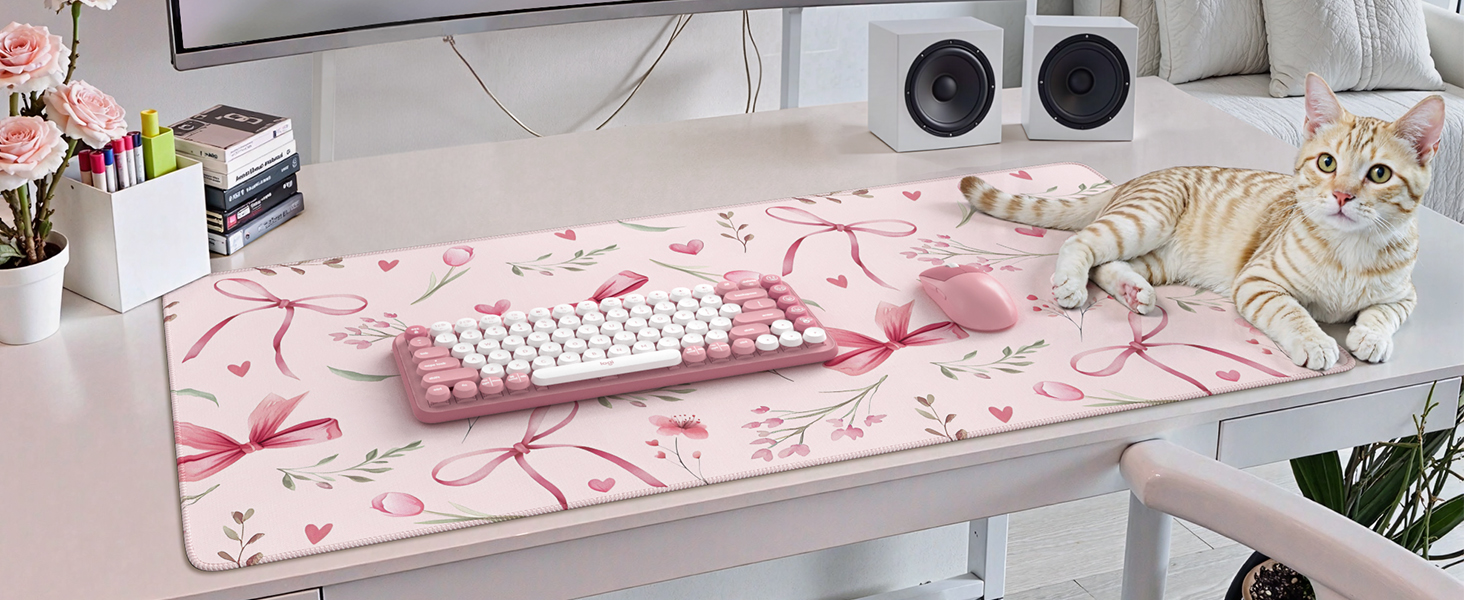 Cute Pink Bow Large Mouse Pad