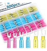 smseace 300PCS #10 Heat Shrink Fork Spade Wire Connectors - 22-16/16-14/12-10 AWG M5 U-Type Water...