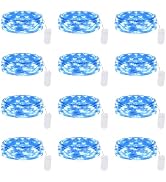 Lakumu 12 Pack Fairy Lights Battery Operated -7FT 20LED String Lights Silver Wire Firefly Starry ...