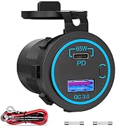 83W Laptop 12V USB Outlet: OUFFUN 65W PD Car Charger and 18W QC3.0 with Power Switch Waterproof f...