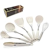Premium White Silicone Cooking Utensils Set-Non-Toxic, Heat Resistant, BPA Free Kitchen Utensils ...