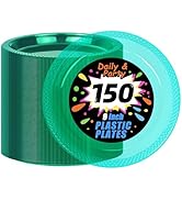 WELLIFE Teal Plastic Party Plates 9 Inch -150 Count, Translucent Green Disposable Dessert Plates ...
