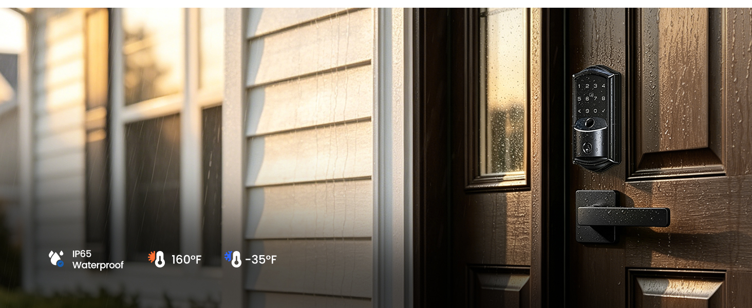 IP65 Waterproof smart door lock with handle