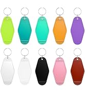 Uniclife 10 Pcs Blank Hotel Keychain Tags, Blank Motel Keychain with Key Rings, 10 Colors Plastic...