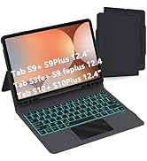 Keyboard Case for Samsung Galaxy Tab S10+/S9 FE+/S9+ Plus 12.4": 7 Colors Backlit Keyboard with S...