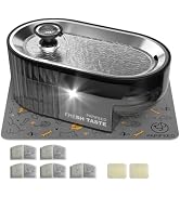 Cat Water Fountain Stainless Steel with a Silicone Mat, 84oz/2.5L Automatic Cat Water Fountain wi...