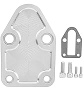 Camrusic Fuel Pump Plate with Gasket and Bolts, CNC Aluminum Fuel Pump Mounting Plate Kit Compati...