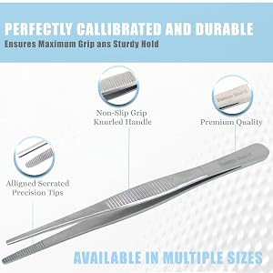 Premium Quality Stainless Steel Blunt Serrated LAB Medical Tweezer Suturing First Aid Emergency Tool