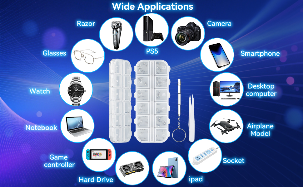 12kinds of screw can used for eyeglass, sunglasses, watches, clocks and those small electronics