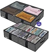 Onlyeasy 2 Pack Under Bed Shoes Storage Bag Organizer (14+4 Pairs), Collapsible Shoe Boot Contain...