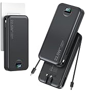 20000mAh Ultra-Portable-Charger-Power-Bank with Built in Cables&AC Wall Plug,PD20W USB-C Fast Cha...
