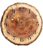 JoFomp Annual Ring Wooden Wall Clocks Battery Operated, 12 Inch Silent Wall Clock Non Ticking, Ru...