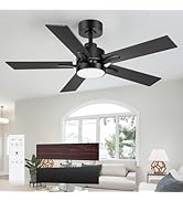 ZYD 42 Inch Ceiling Fans with Lights and Remote, Modern LED Ceiling Fan with Quiet Reversible DC ...