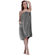SINLAND Women's Spa Wrap Microfiber Lightweight Knee Length Bath Body Wrap Shower Robes with Adju...