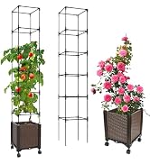 Jayhalo 71inch Planter Boxes Outdoor, 3-in-1 Planter Box with Trellis with Wheels for Growing Veg...