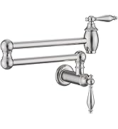 CENOSA Pot Filler Faucet Brushed Nickel Commercial Wall Mount Stove Faucet Lead-Free Foding Wall ...