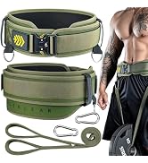 MANUEKLEAR 2-in-1 Weightlifting Belt & Dip Belt with 36.7 IN Rope, Double-Layer Weight Lifting Be...
