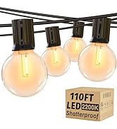OHLUX Outdoor String Lights,110FT Dimmable Patio Lights with 58 G40 Shatterproof 2200K LED Bulbs(...