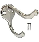 QCAA Coat Hat Hook, Heavy Duty for Wall Hanging, Zinc Die Cast, Satin Nickel, Made in Taiwan, 12 ...