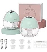 NCVI Hands-Free Breast Pump, Wearable Breastfeeding Pump with 300mmHg Strong Suction, 1400mAh Lon...
