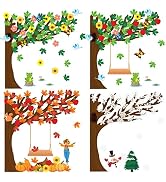 MALLMALL6 198Pcs Classroom Tree Bulletin Board Decor Seasonal Tree Summer Autumn Winter Spring Cu...