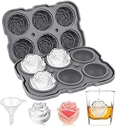Ice Cube Tray, Mikiwon 2 inch Rose Ice Cube Trays With Covers, 6 Cavity Silicone Rose Ice Ball Ma...