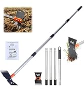 Weed Puller Tool with Long Handle, 60" Stand Up Manual Weed Remover Tool, 7-Tine Heavy Duty 2-in-...
