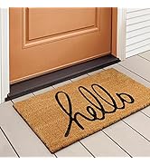 Hello Door Mat Outdoor by LuxUrux, with Heavy-Duty PVC Backing - Natural - Perfect Color/Sizing f...