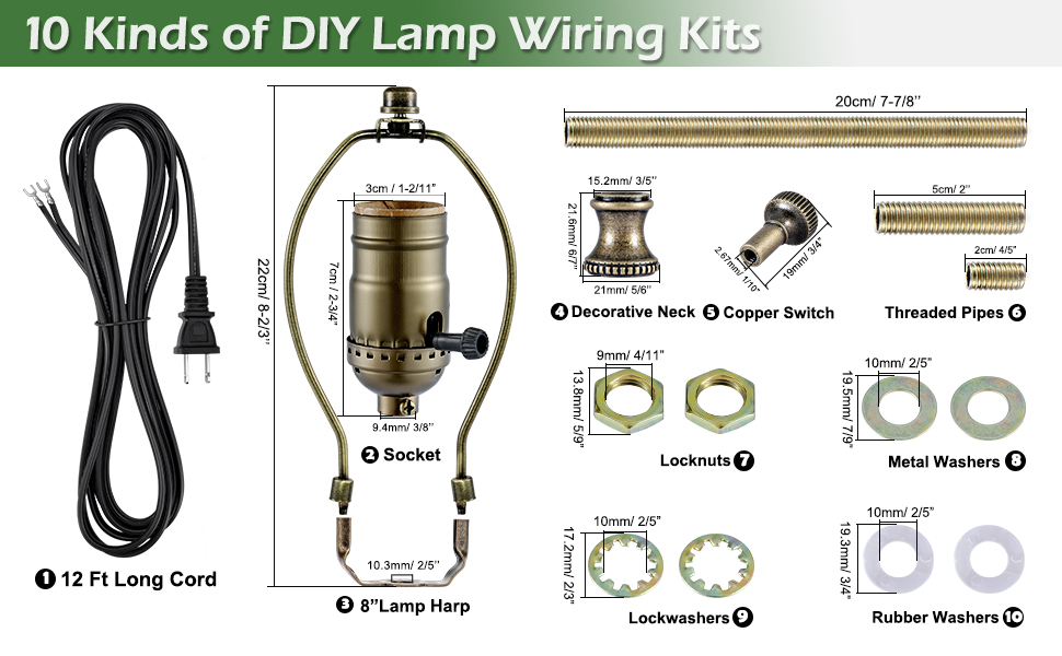 Essential Lamp Hardware Set for DIY Lamp Design or Repair