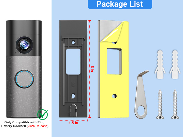 ring battery doorbell mount no drill ring doorbell mount 2026 ring doorbell holder adhesive