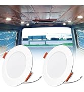 TrustWheel 2-Pack 12 Volt RV LED Downlights 3" Ultra Thin LED Recessed Ceiling Lights for RV Inte...