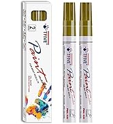 Gold Permanent Paint Marker Pens - 2 Count Oil Based Marker Pen, Medium Tip, Waterproof & Quick D...