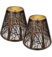 Chandelier Lamp Shades Set of 2, Small Metal Lampshade Etched Forest Pattern Chandelier Shades Fo...