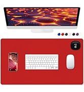 Niniubye Heated Desk Pad, 23.6" x 14.2" Leather Non-Slip Warm Desk Pad, Large Mouse Mat with 3 Le...
