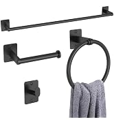 Matte Black Bathroom Accessories Set, KLJKPA 4 Pieces Bathroom Hardware Set, 24 inch Towel Bar, T...