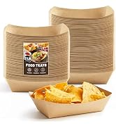 ZORRITA 2 Lb Paper Food Trays - 100 Pack Disposable Nacho Trays Brown Food Boats Take Out Serving...