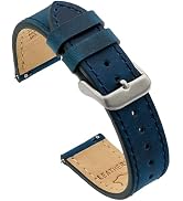 Benchmark Leather Watch Band - Crazy Horse Leather Watch Straps for Men & Women - Stainless-Steel...
