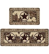 Kuyuayee Farmhouse Rustic Kitchen Mats Set of 2 Non Slip Western Texas Star Kitchen Rugs Home Dec...