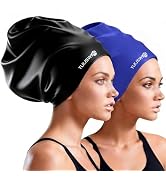 Extra Large Swim Cap for Braids and Dreadlocks Women Men, Waterproof Silicone Pool Swimming Cap f...