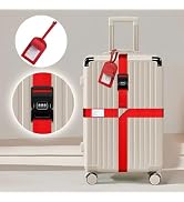 Luggage Straps for Suitcases,Travel Luggage Straps with Lock and Luggage Tags,Adjustable Bright-C...