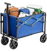 DUMOS Collapsible Wagon with Wheels, 176 lbs Wagons Carts Foldable Wagon Cart with Flexible Handl...