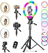 Torjim 12" RGB Ring Light with 62" Tripod Stand, Selfie Ring Light with Phone Holder & Wireless R...