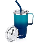 Sursip Insulated Coffee Mug with Handle and Lid, 24 oz Double Wall Vacuum Travel Thermal Coffee T...