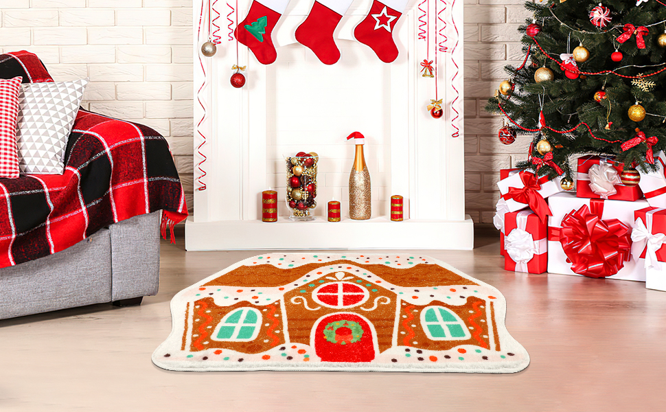 Christmas Gingerbread House Rug