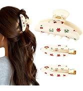 Cherry Claw Clips, White Large No Crease Hair Clips, 3 PCS | Cherry Clips, Smooth Acrylic, Sturdy...
