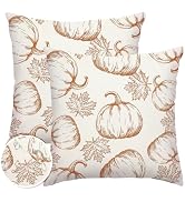 RABUSOFA Fall Pillow Covers 18x18 Inch Set of 2 Thanksgiving Autumn Outdoor Waterproof Pumpkin Ma...