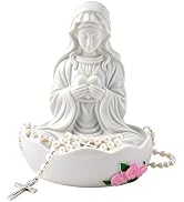 Wowagoga Virgin Mary Rosary Holder, Our Lady of Grace Statue Tabletop Keepsake Rosary Jewelry Hol...