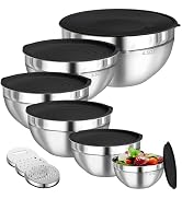 Winproper Mixing Bowls with Lids Set, 6 PCS Stainless Steel Mixing Bowls with 3 Grater Attachment...